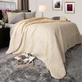 Daphnes Dinnette 65 x 86 in. Solid Color Bed Quilt Ivory - Twin Size DA3236296
